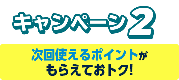キャンペーン2 次回使えるポイントがもらえておトク!