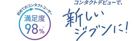 初めてのコンタクトユーザー満足度98%※2。コンタクトデビューで、新しいジブンに！