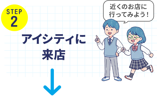 STEP 2 アイシティに来店 近くのお店に行ってみよう！