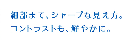 細部まで、シャープな見え方。コントラストも鮮やかに。
