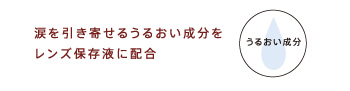 涙を引き寄せるうるおい成分をレンズ保存液に配合。