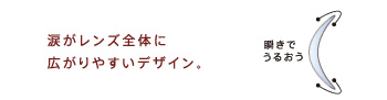 涙がレンズ全体に広がりやすいデザイン。